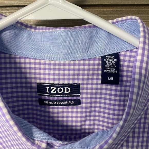 NWT IZOD Natural Stretch 100% cotton Blue Checkered Dress‎ Shirt Size Large - Picture 3 of 9